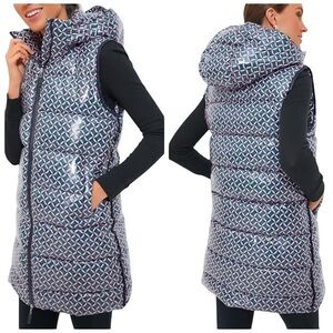Tuckernuck Addison Bay Navy Geo Trellis Everywhere Puffer Vest